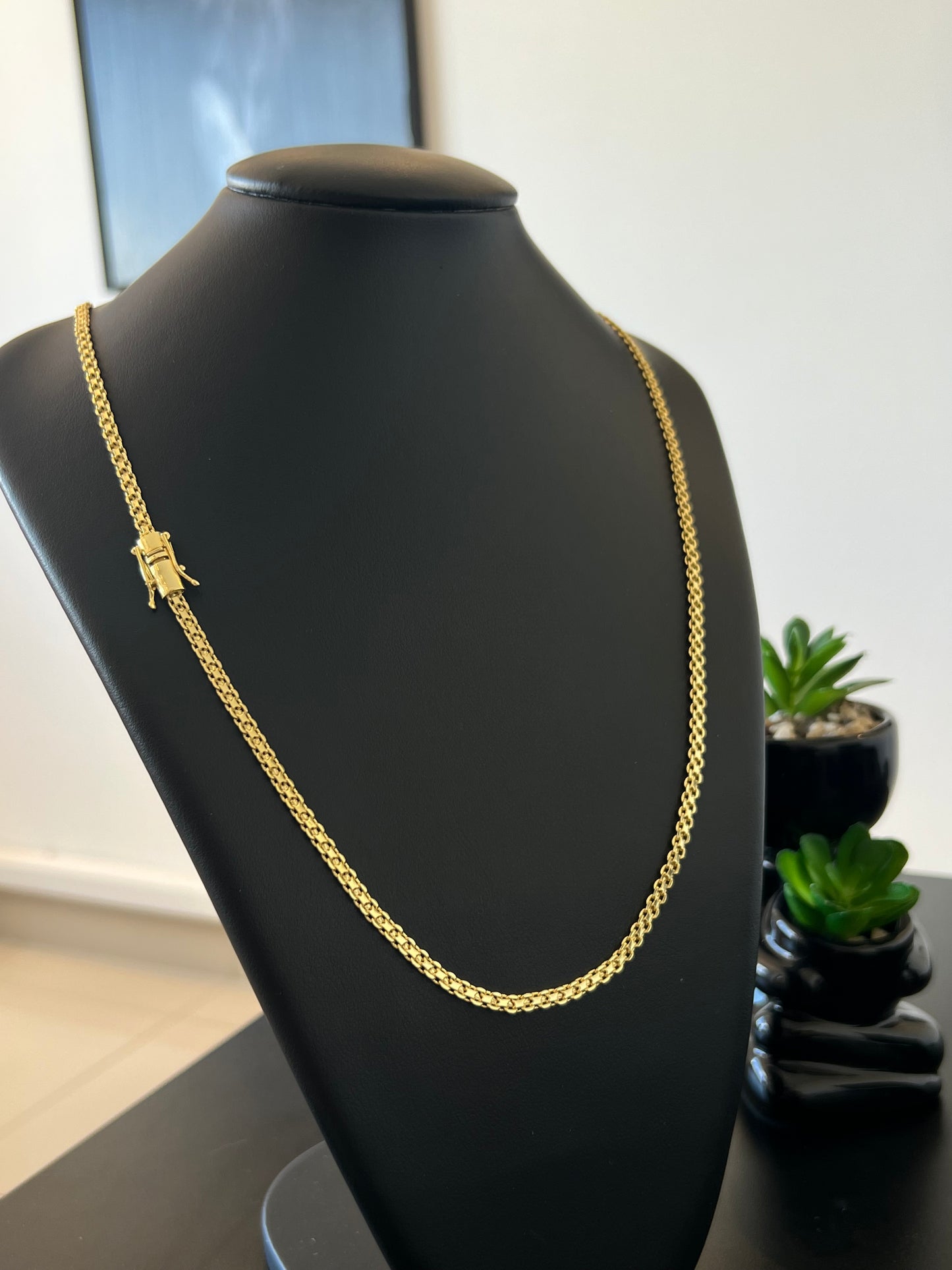 Corrente Cadeado Duplo 5mm - 70cm (Banhado a ouro 18k)
