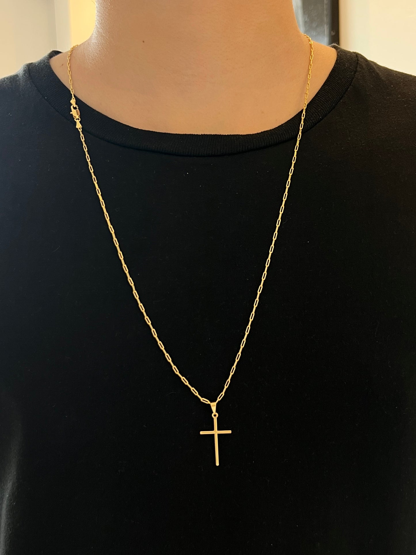 Kit Corrente Cartie 2mm - 70cm + Pingente Cruz Slim P (Banhado a Ouro 18K)