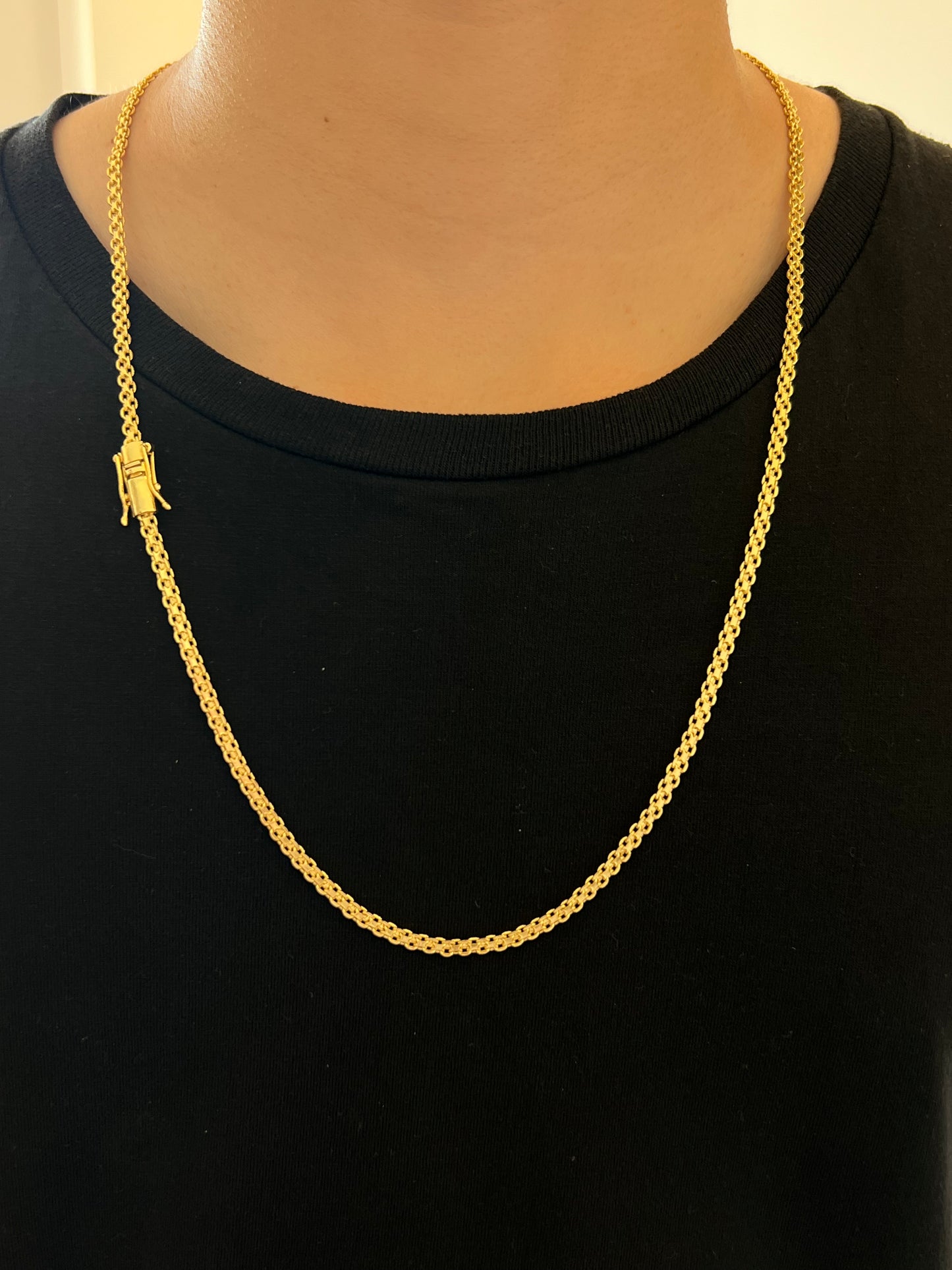 Corrente Cadeado Duplo 5mm - 70cm (Banhado a ouro 18k)
