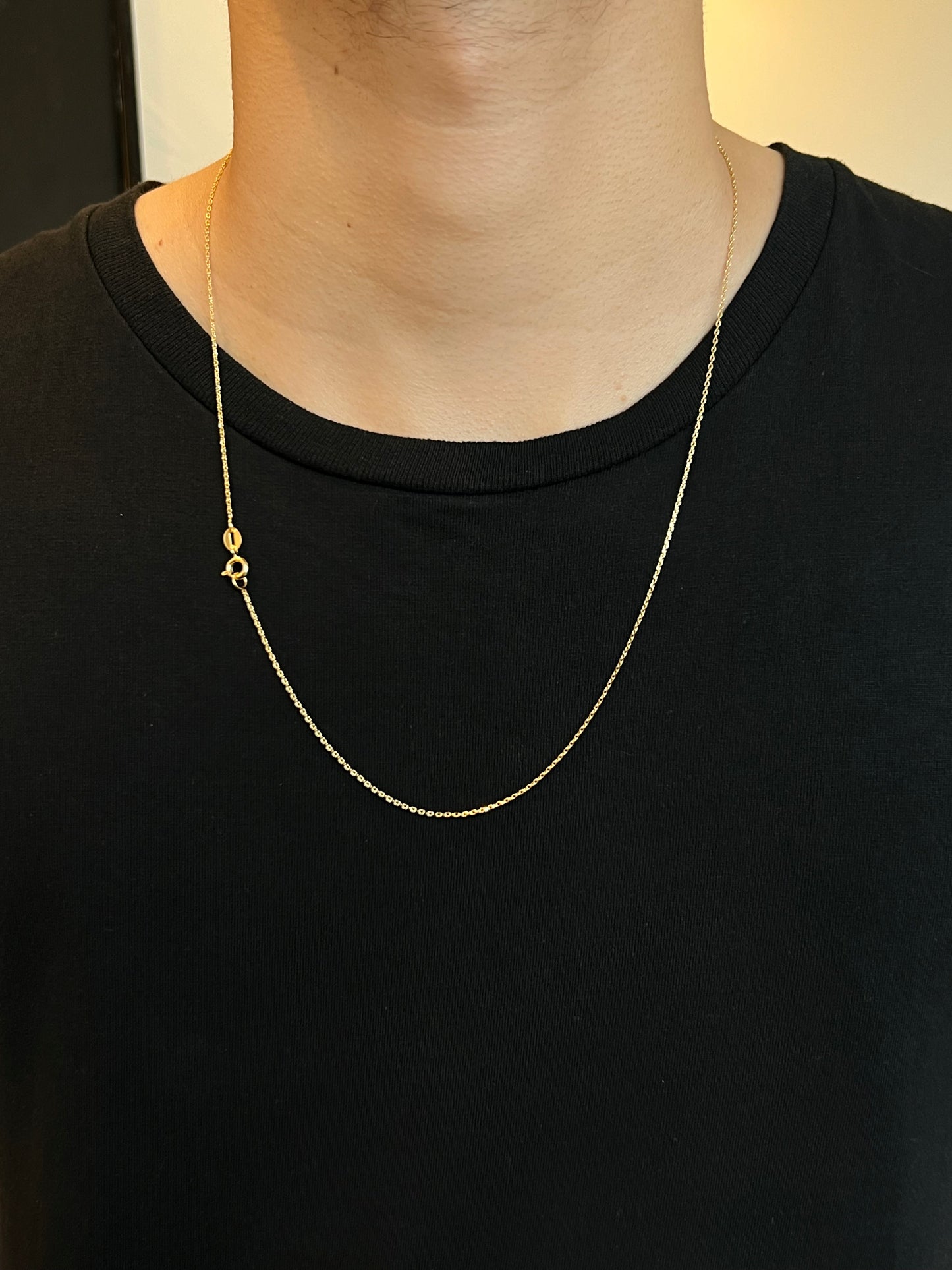 Corrente cadeado 1mm - 65cm (Banhado a ouro 18k)