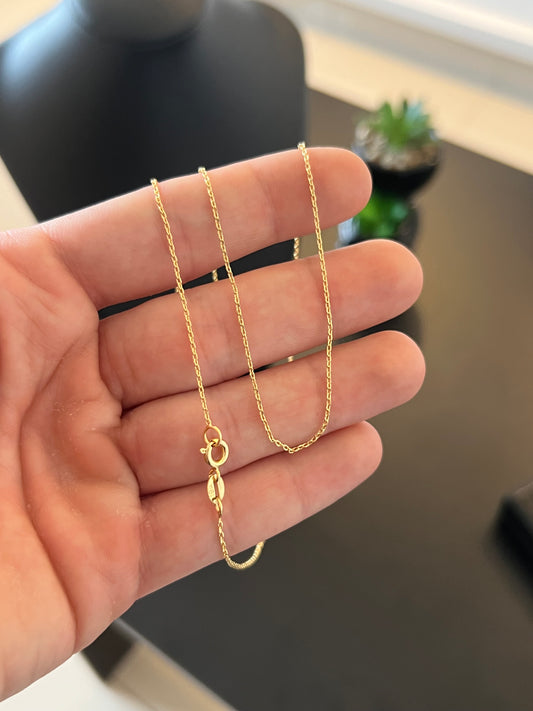 Corrente cadeado 1mm - 65cm (Banhado a ouro 18k)