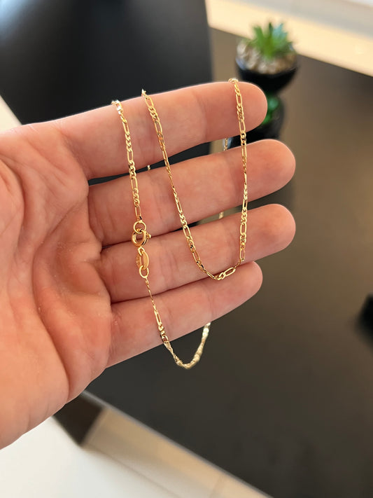Corrente Elo 3 por 1 2mm - 65cm (Banhado a ouro 18k)
