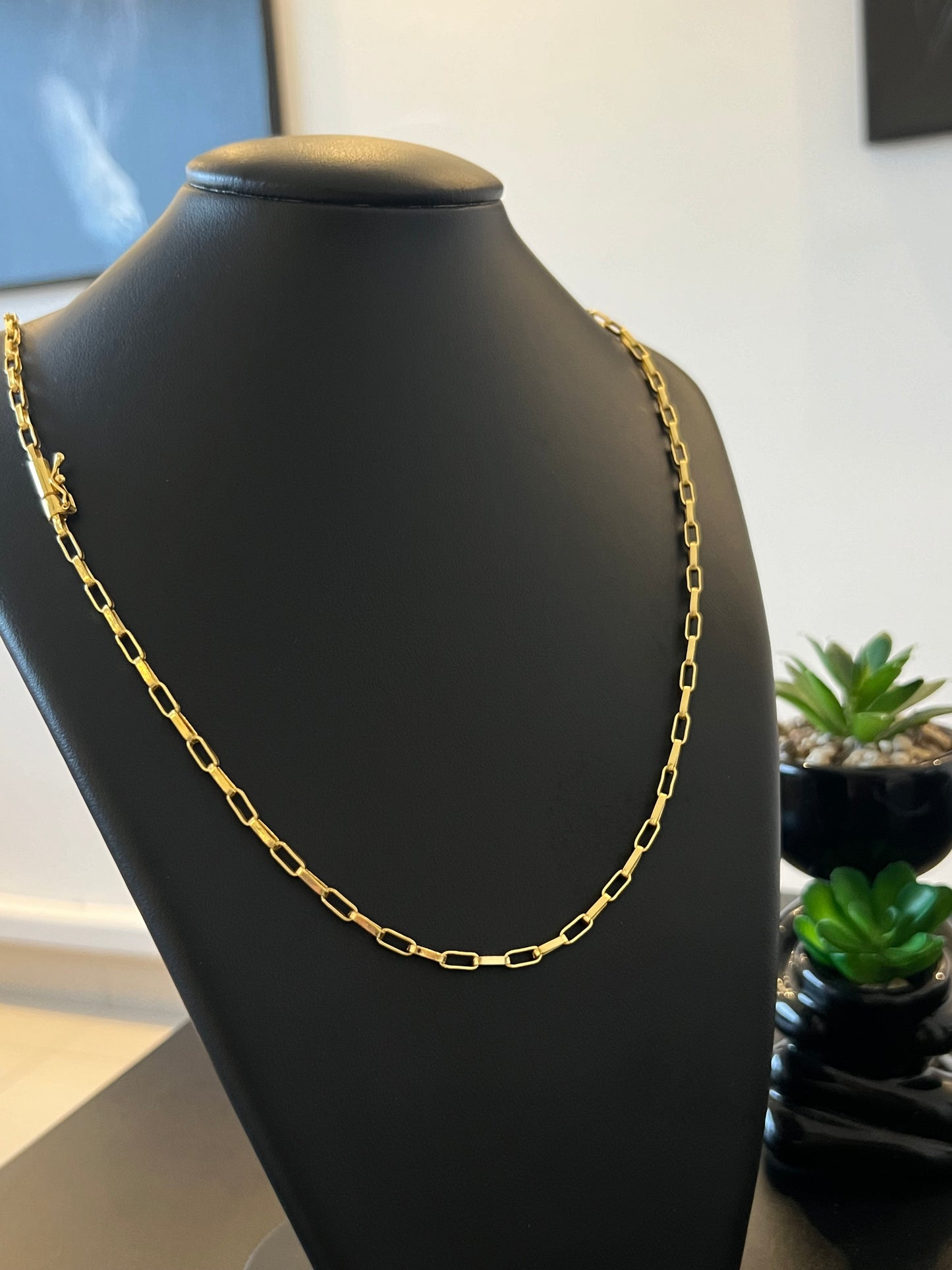 Corrente Tijolinho 4mm - 70cm (Banhado a ouro 18k)