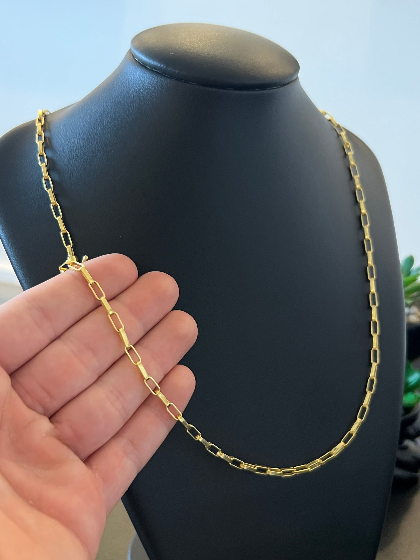 Corrente Tijolinho 4mm - 70cm (Banhado a ouro 18k)