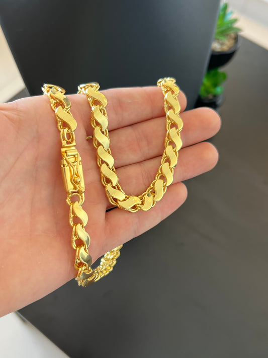 Corrente Friso S 8mm - 70cm (Banhado a ouro 18k)