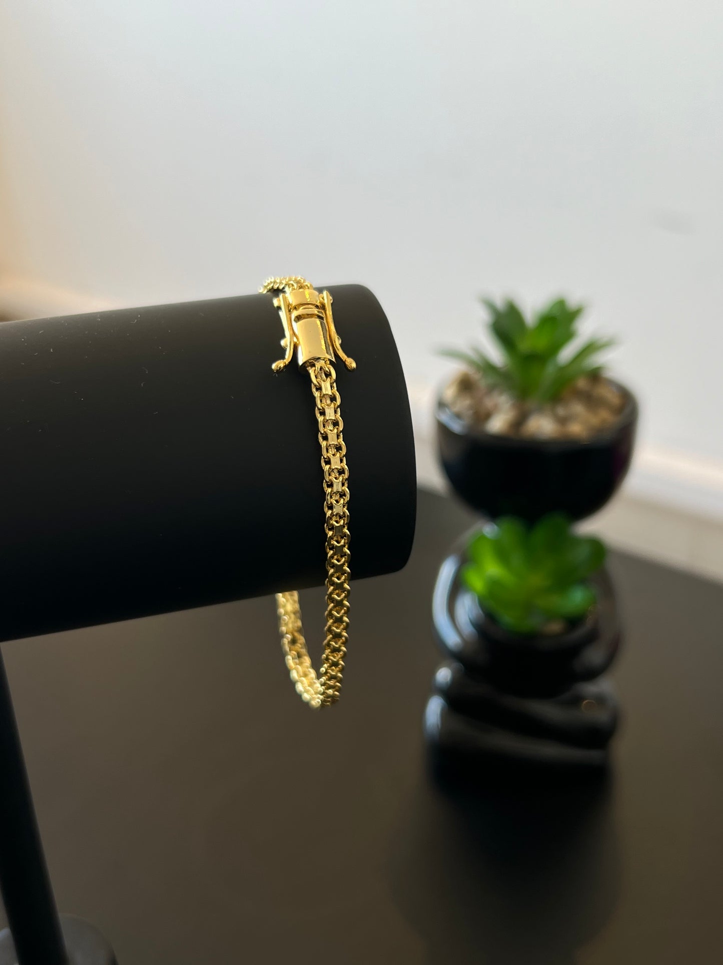 Pulseira Cadeado duplo 5mm (Banhado a ouro 18k)
