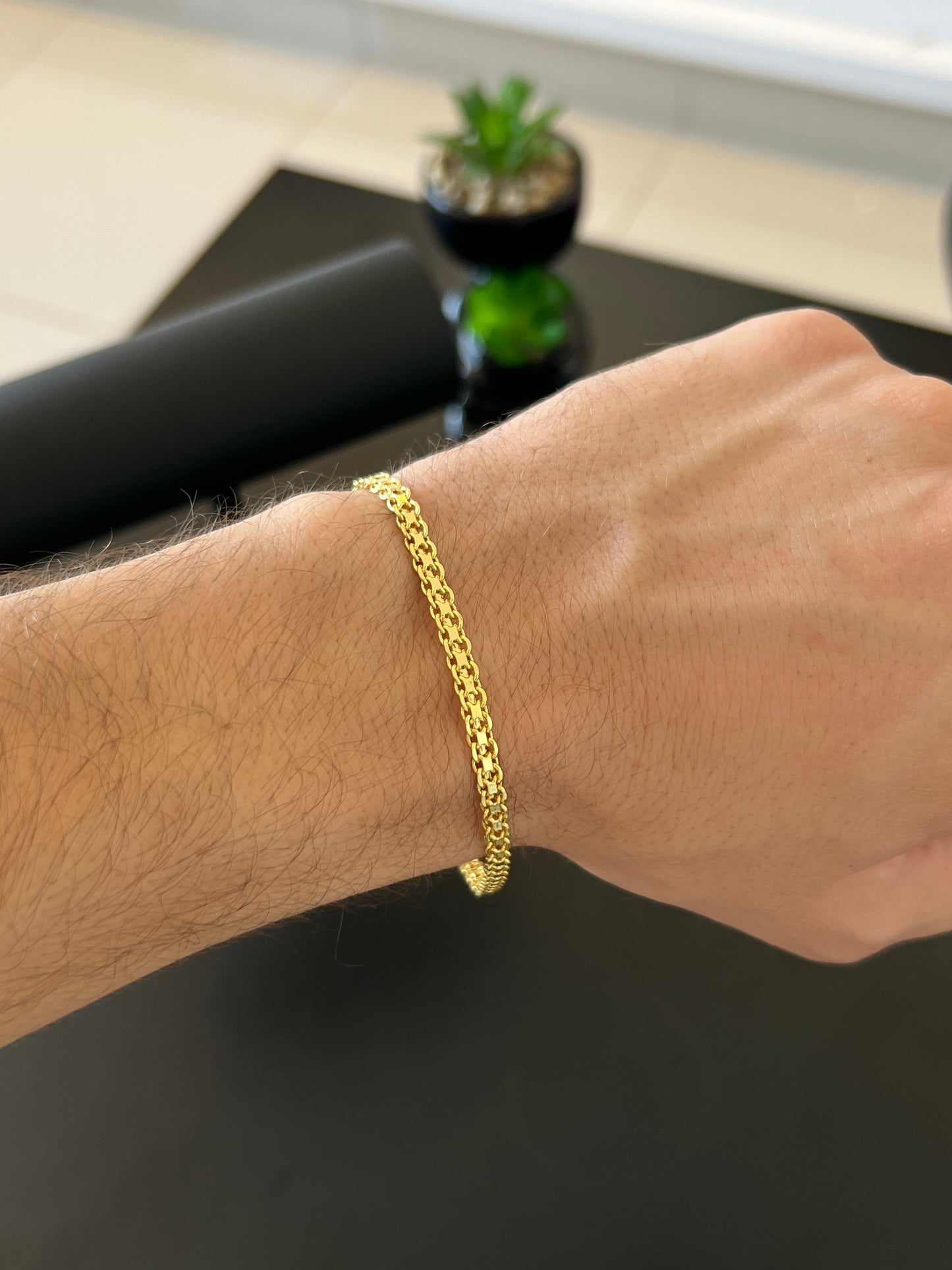 Pulseira Cadeado duplo 5mm (Banhado a ouro 18k)