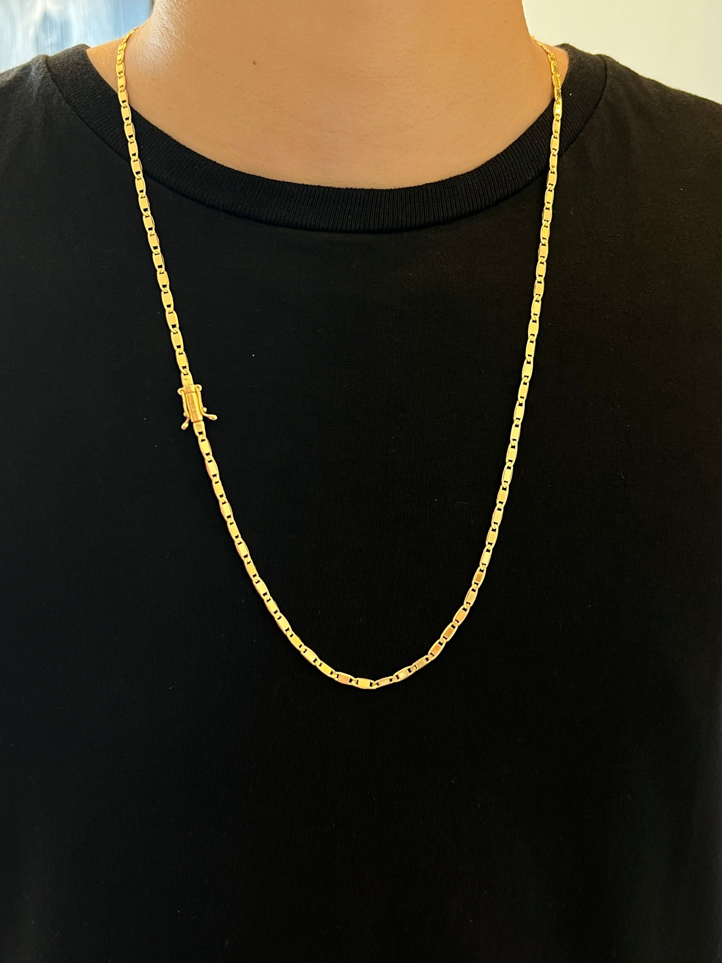 Corrente Piastrine 4mm - 70cm (Banhado a ouro 18k)