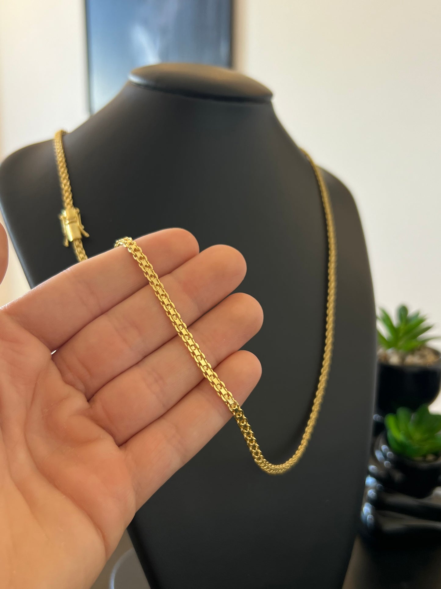 Corrente Cadeado Duplo 5mm - 70cm (Banhado a ouro 18k)