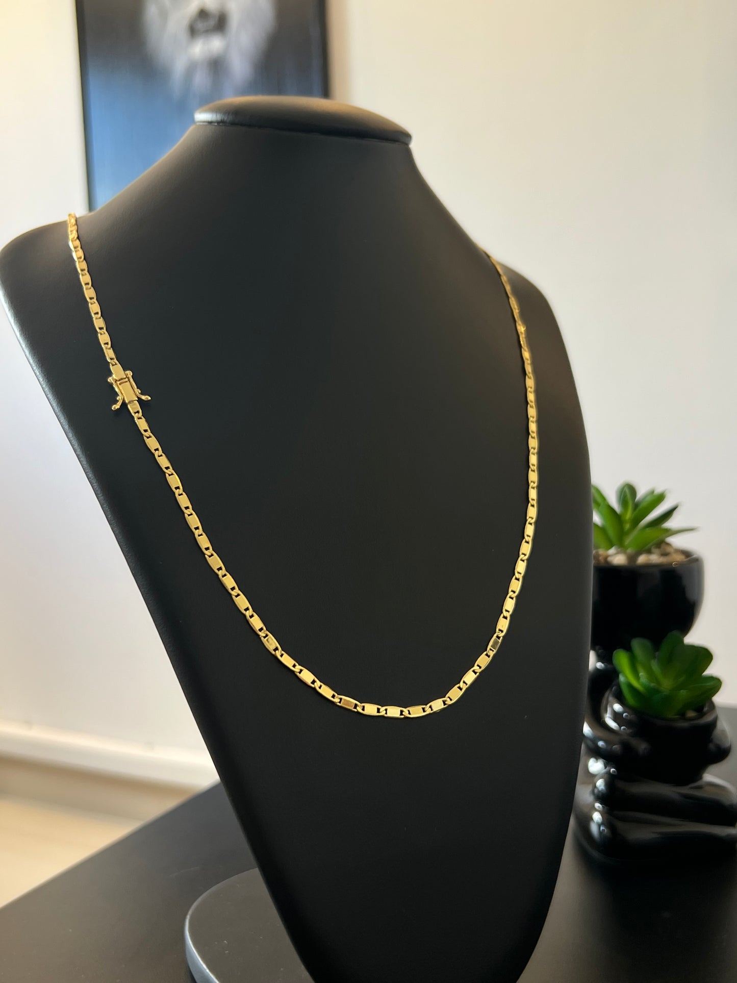 Corrente Piastrine 4mm - 70cm (Banhado a ouro 18k)