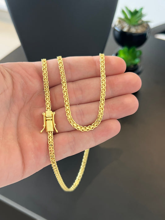 Corrente Cadeado Duplo 5mm - 70cm (Banhado a ouro 18k)