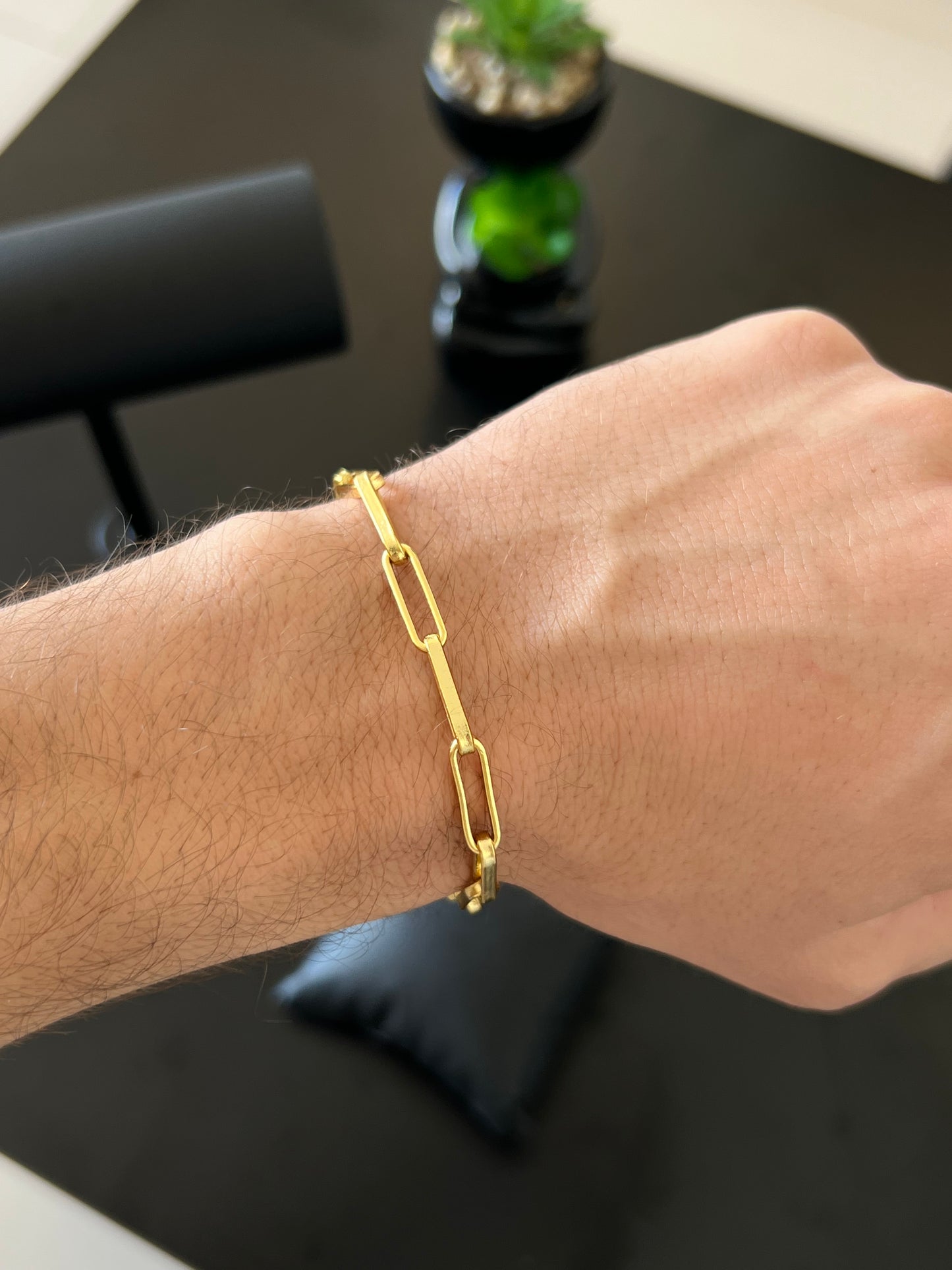 Pulseira Tijolinho longo 6mm (Banhado a ouro 18k)
