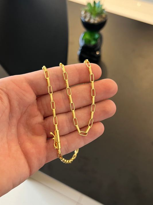 Corrente Tijolinho 4mm - 70cm (Banhado a ouro 18k)