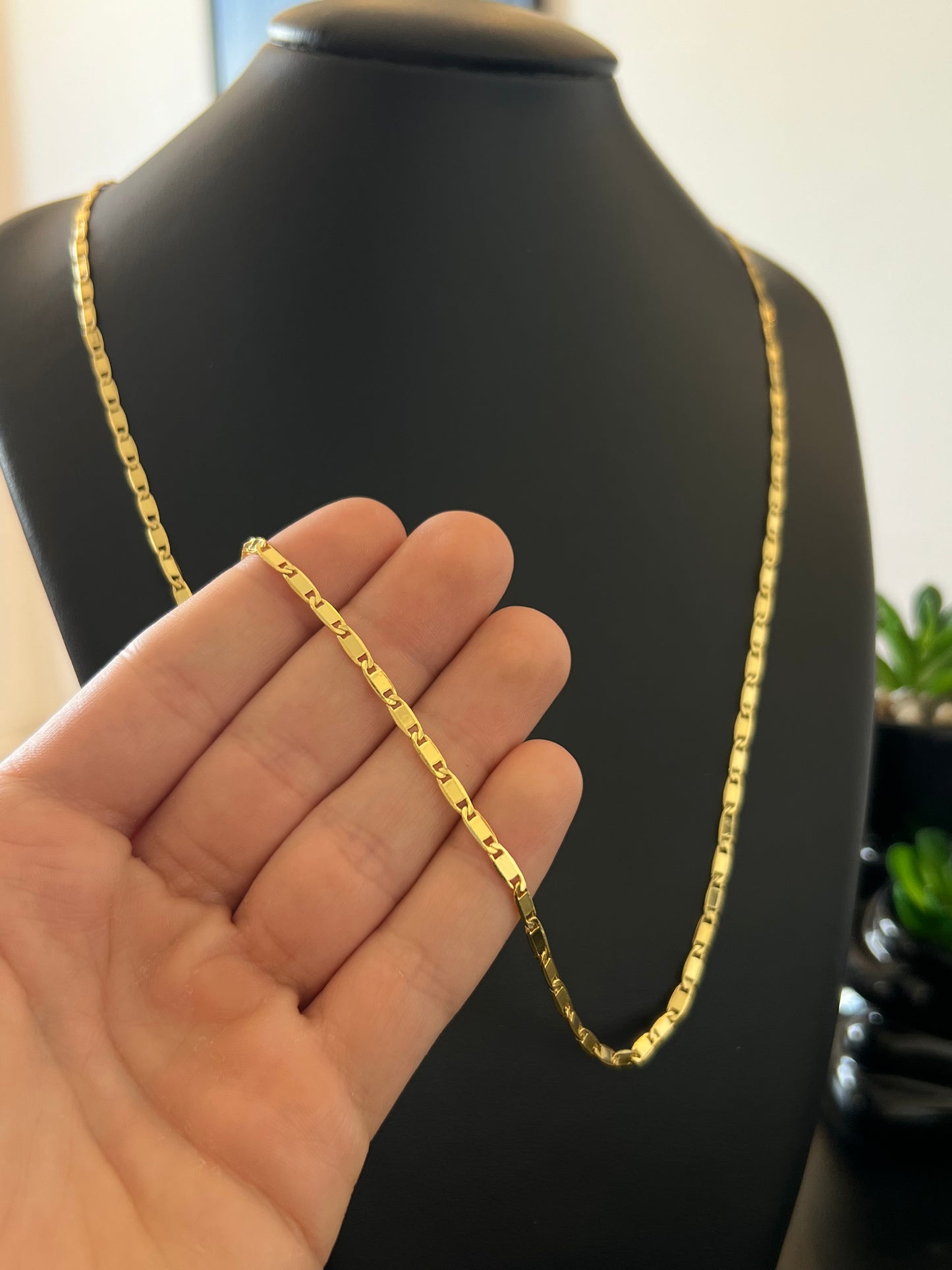 Corrente Piastrine 4mm - 70cm (Banhado a ouro 18k)