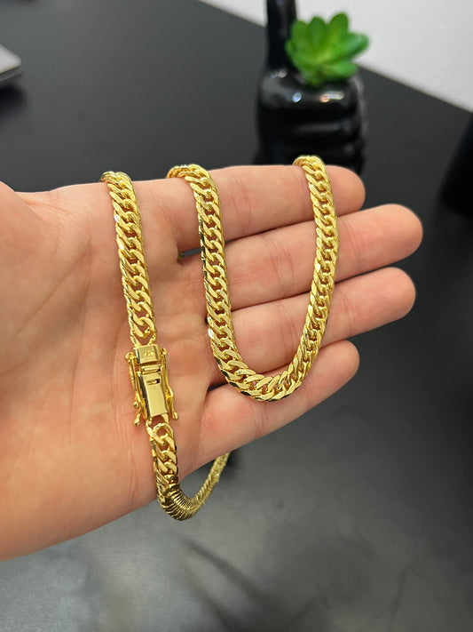 Corrente Grumet Duplo 7mm - 70cm (Banhado a ouro 18k)