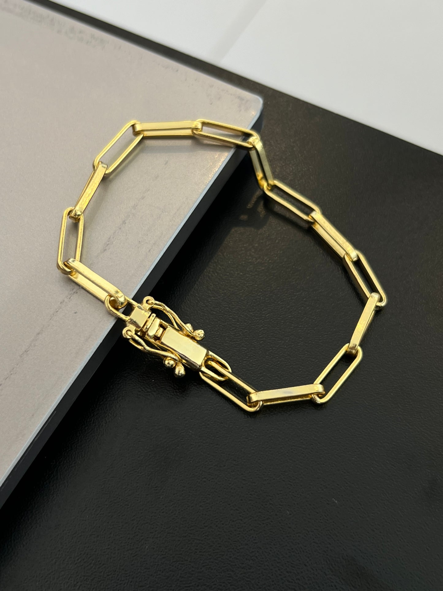 Pulseira Tijolinho longo 6mm (Banhado a ouro 18k)