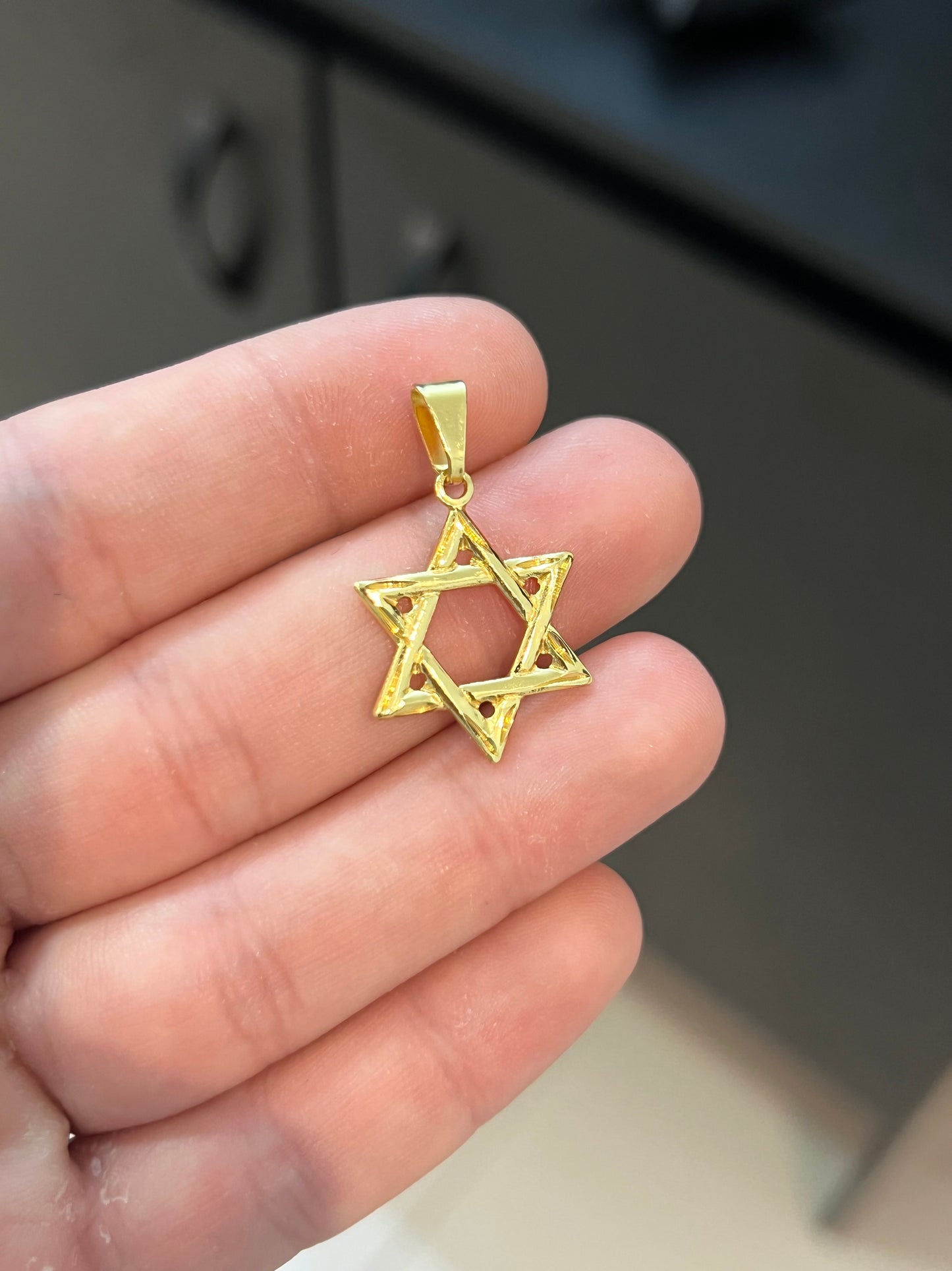 Pingente Estrela de Davi P (2X2,5CM)Banhado a Ouro 18K