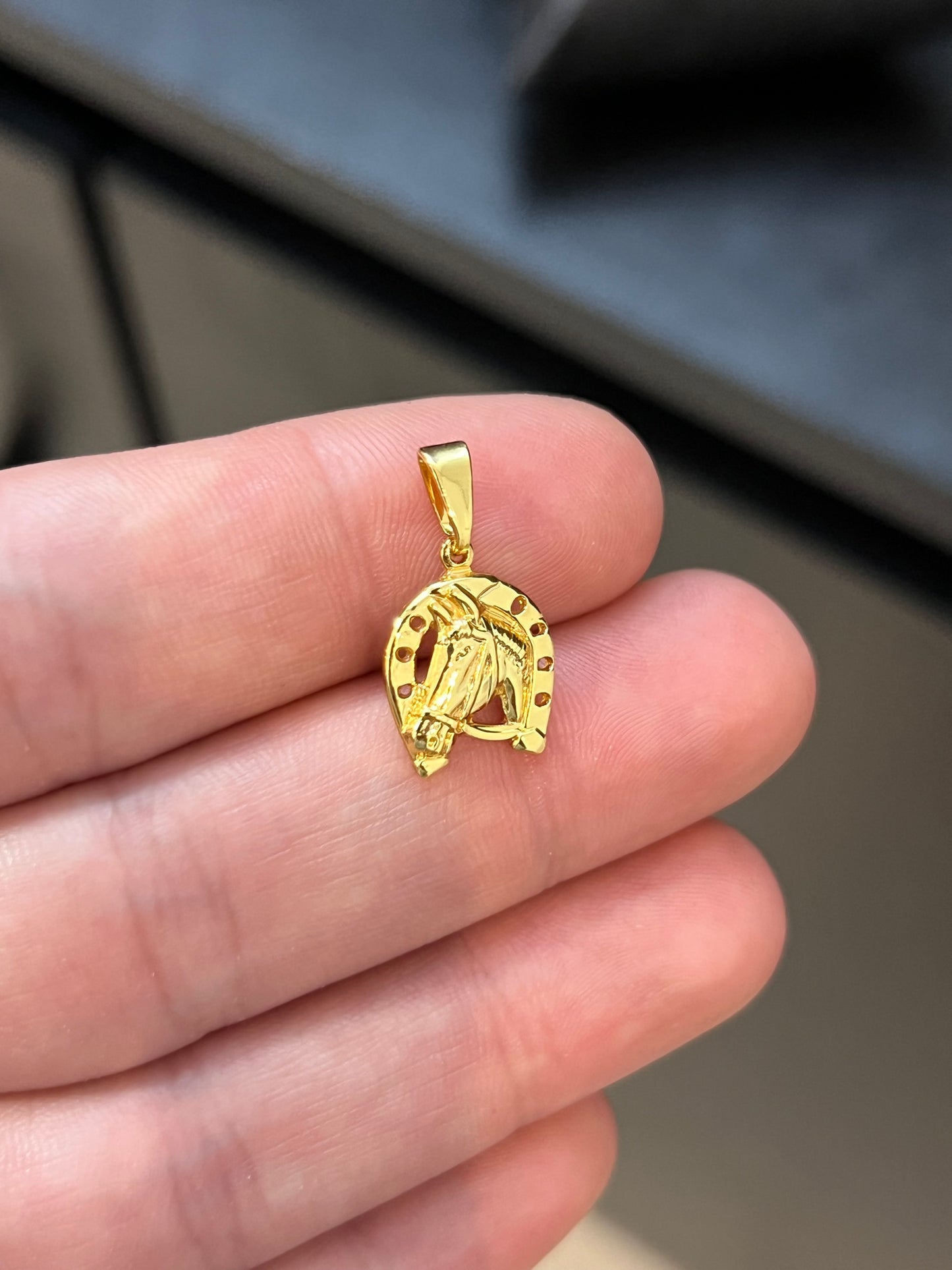 Pingente Ferradura e Cavalo PP (1,2x1,5cm) Banhado a Ouro 18K