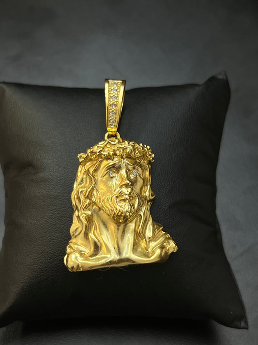 Pingente Face de Jesus 3D G (3,5x4,5cm) Banhado a Ouro 18K