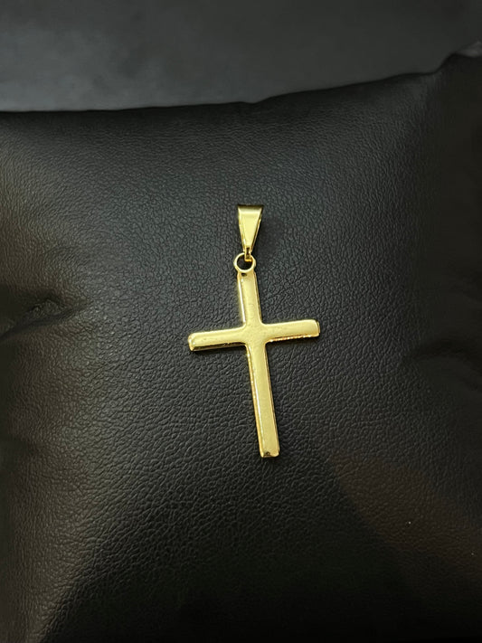 Pingente Cruz Lisa P (1,8x2,9cm) Banhado a Ouro 18K