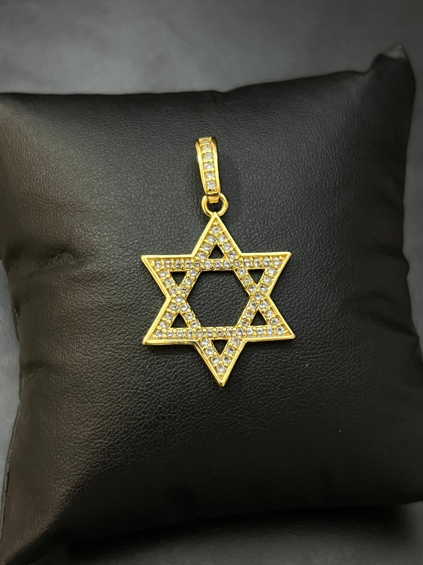 Pingente Estrela de Davi Cravejada M (3x3cm) Banhado a Ouro 18K