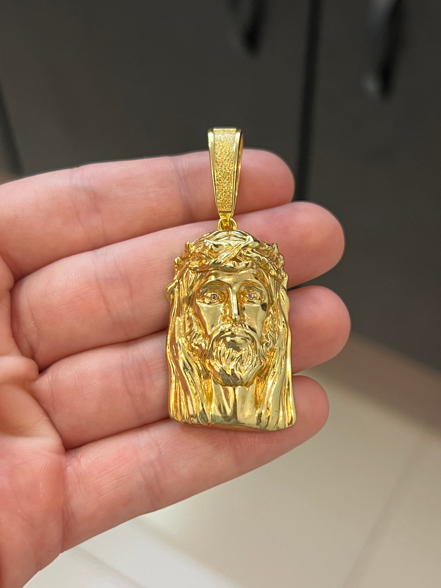 Pingente Face de Jesus 3D N2 G (2,5x4,5cm) Banhado a Ouro 18K