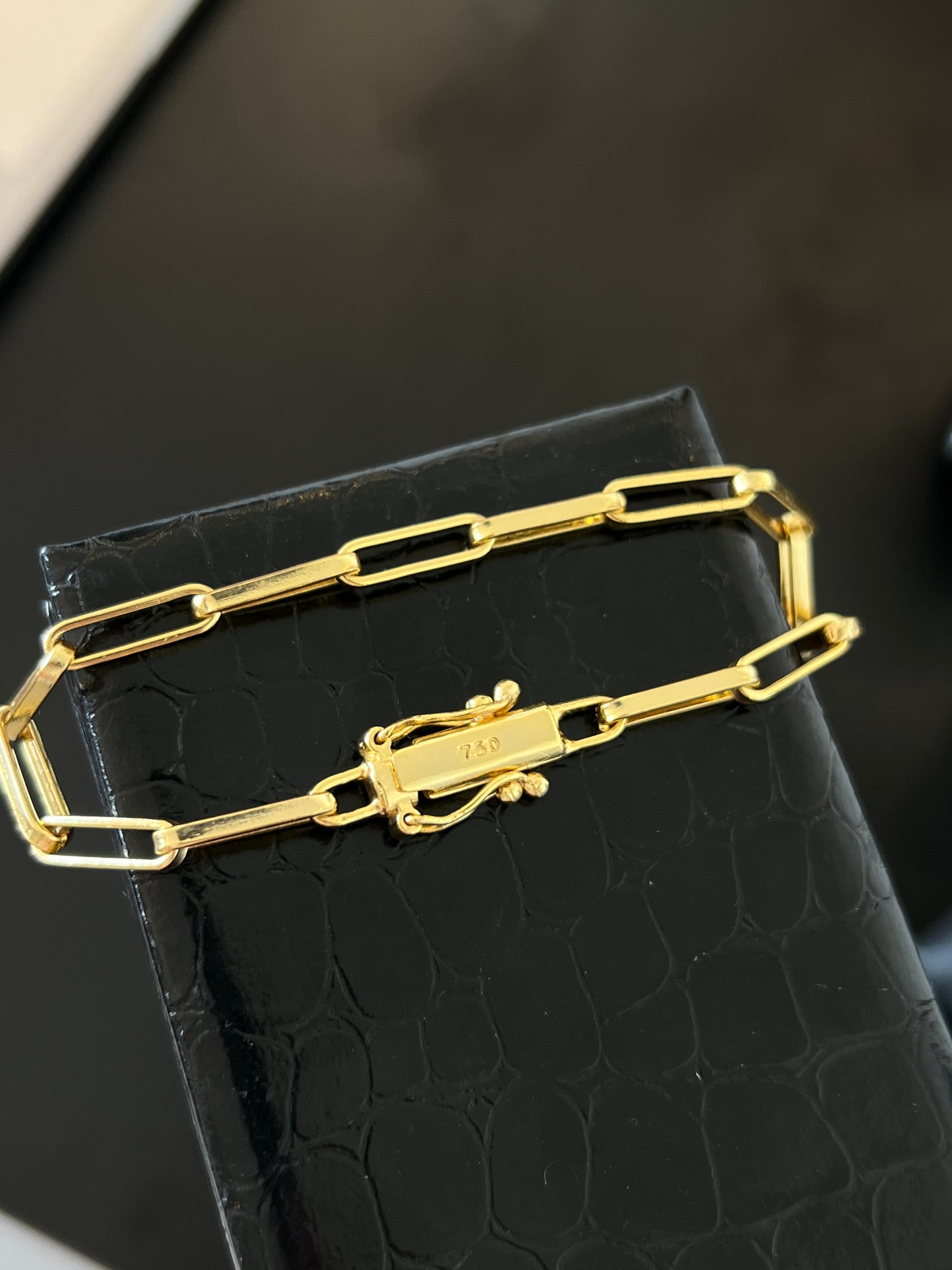 Pulseira Tijolinho longo 6mm (Banhado a ouro 18k)