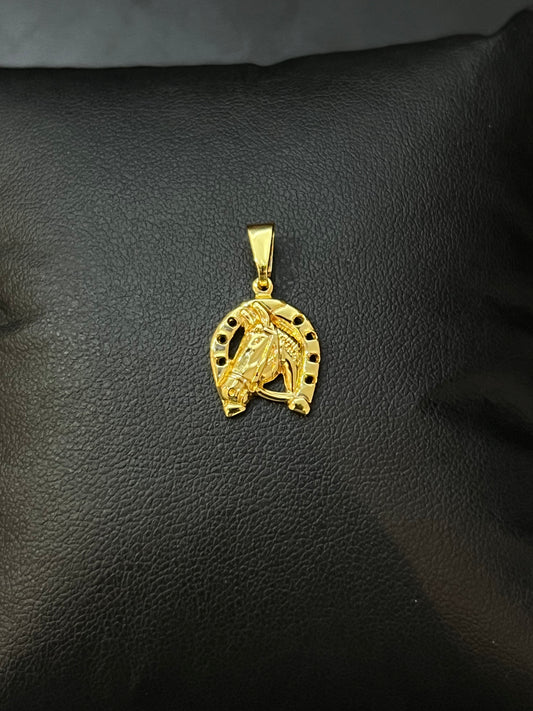 Pingente Ferradura e Cavalo PP (1,2x1,5cm) Banhado a Ouro 18K