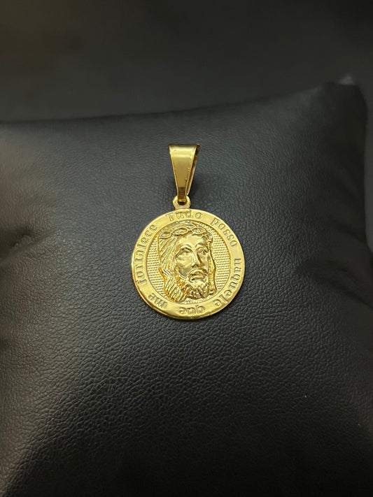 Pingente Medalha Jesus P (2x2cm) Banhado a Ouro 18K