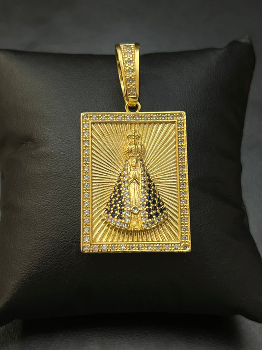 Pingente Placa Nossa Senhora G (3x4cm) Banhado a Ouro 18K