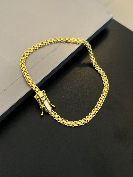 Pulseira Cadeado duplo 5mm (Banhado a ouro 18k)