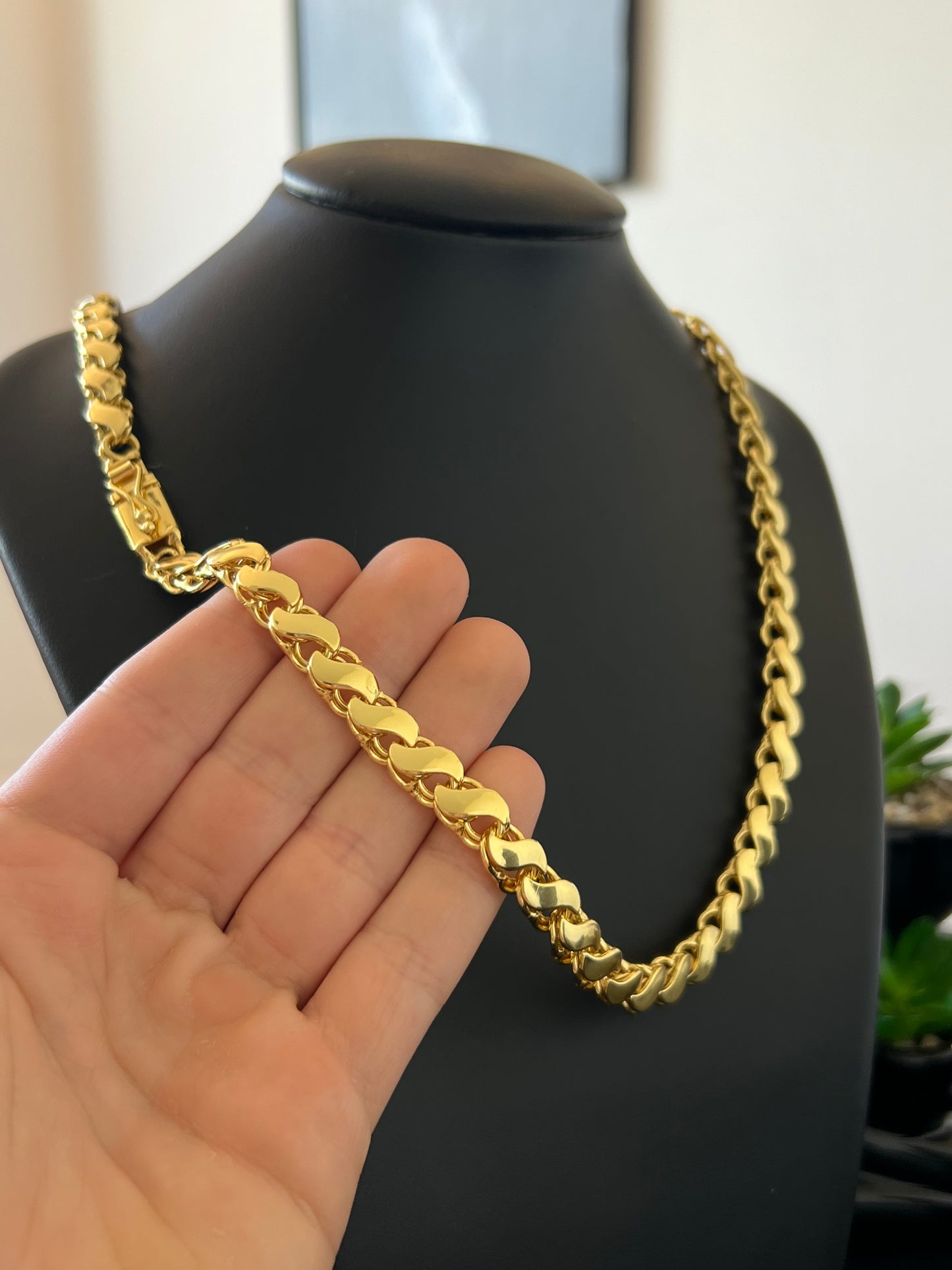 Corrente Friso S 8mm - 70cm (Banhado a ouro 18k)