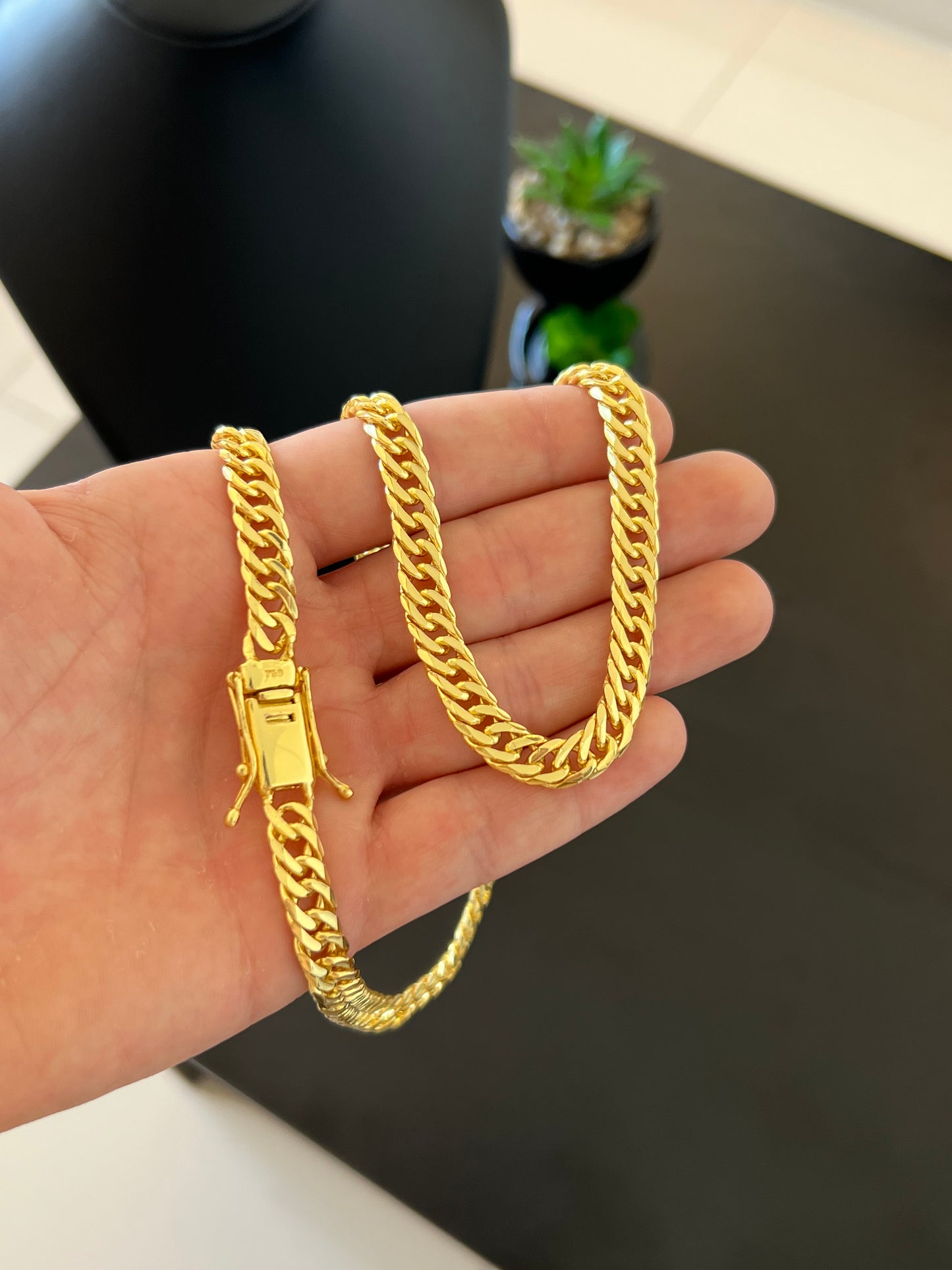 Corrente Grumet Duplo 9mm - 70cm (Banhado a ouro 18k)