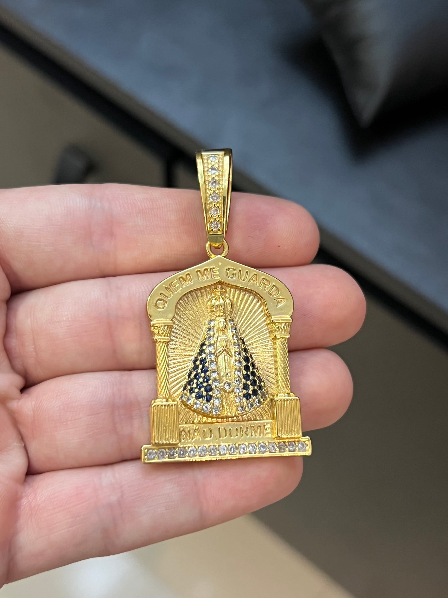 Pingente Santuário Nossa Senhora G (2,7x4,3cm) Banhado a Ouro 18K