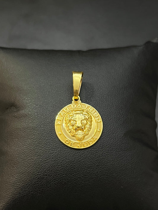 Pingente Medalha Leão Judá P (2x2cm) Banhado a Ouro 18K