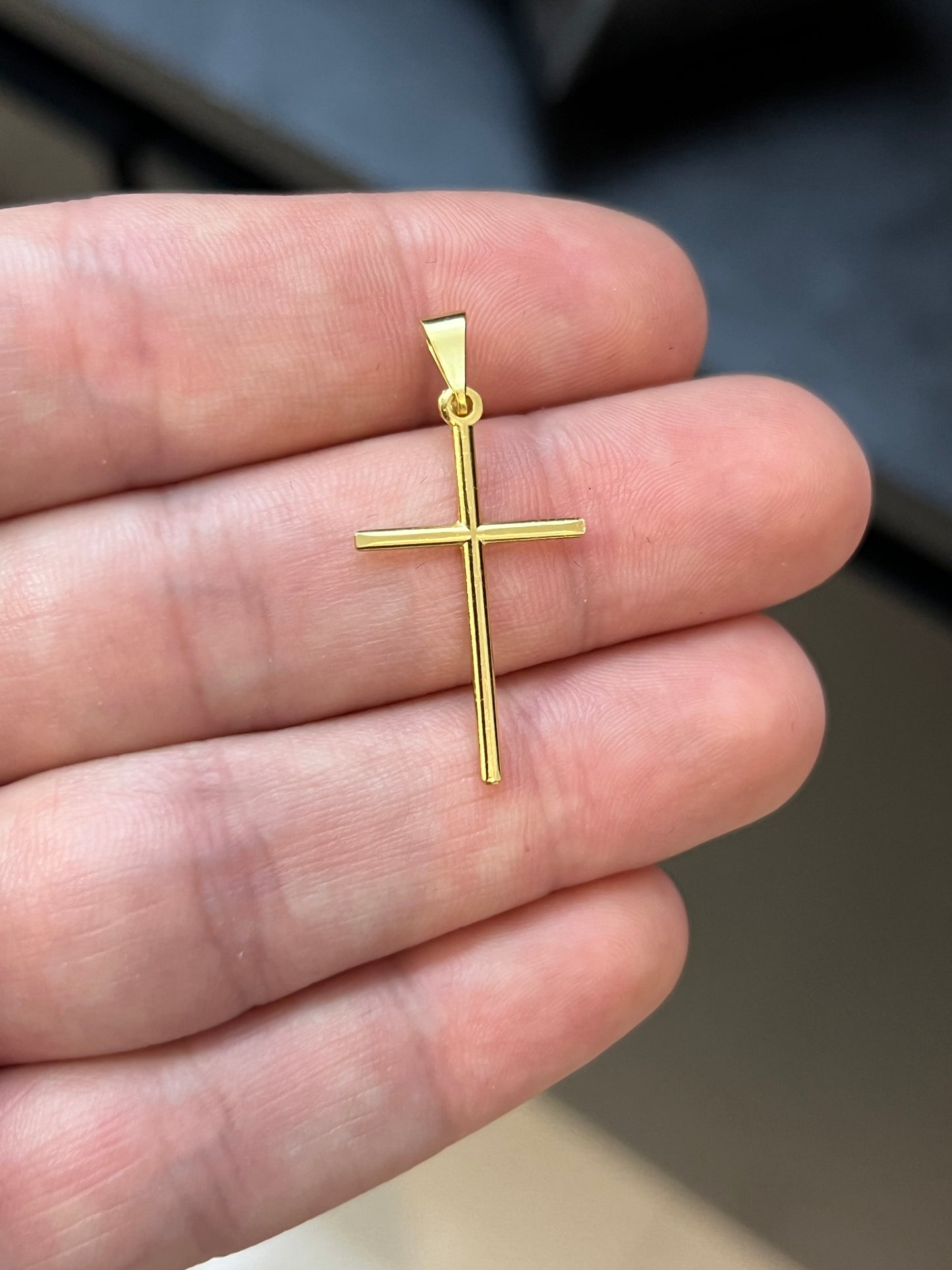 Pingente Cruz Slim P (1,7x2,8cm)Banhado a Ouro 18K