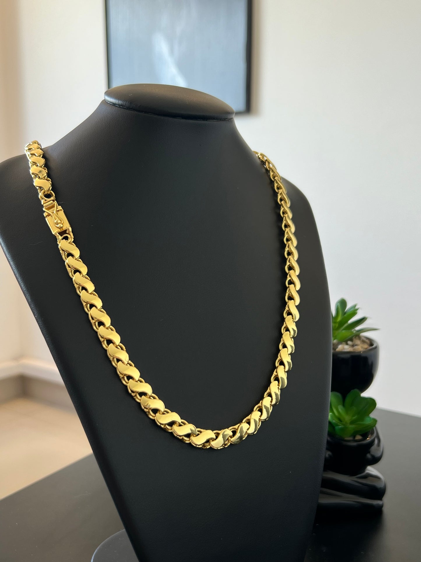 Corrente Friso S 8mm - 70cm (Banhado a ouro 18k)